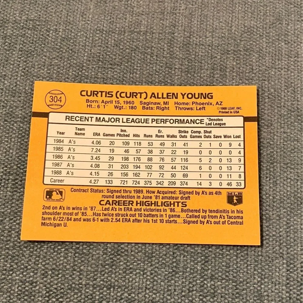 1989 Donruss Oakland A's Baseball Card Trading Card